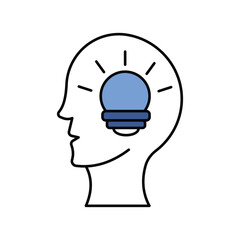 Ideas blue icon with white background vector stock illustration