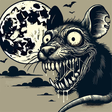 scary rat cartoon vector illustration 