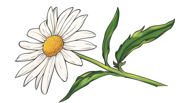 white daisy flower with green stem clip art preview