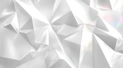Holographic background with a triangular pattern, featuring white and rainbow colors, with copy space 