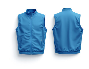 Blue Sleeveless Jacket Mockup: Front and Back View of a Stylish and Versatile Vest for Men and Women