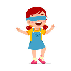 little kid blindfolded for playing hide and seek