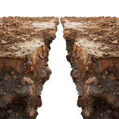 Obraz premium Deep crack in ground separating land, concept image for earthquake or disaster