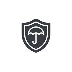 Umbrella covering a shield vector icon