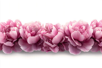  peony border, isolated on white background