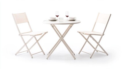 Foldable bistro set in ivory tones for a clean, neutral look