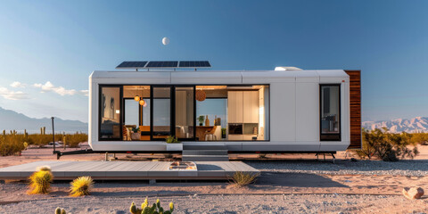 Modern Sustainable Tiny Home in Desert Landscape