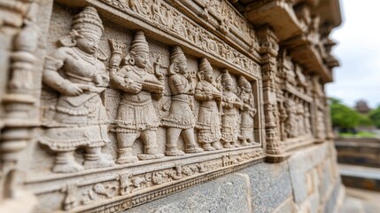 Obraz premium Ancient Stone Carving Intricate Relief Sculpture Detail