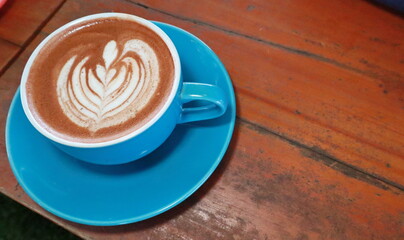Coffee cup view on wood table