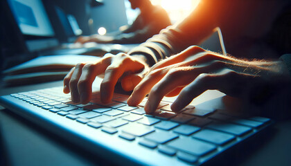 working on laptop concept design background 