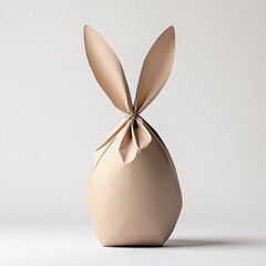 Obraz premium Easter Bunny Gift Bag: A simple, yet adorable Easter gift bag crafted from brown paper and featuring bunny ears. This minimalist design is perfect for a touch of whimsy for your Easter celebrations. 