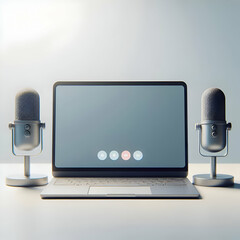 Laptop microphone display design mockup digital background