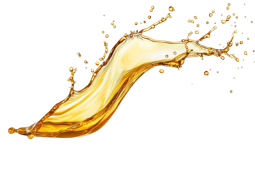 A sharp, jagged oil splash creating a lightning bolt shape, isolated on a bright white background