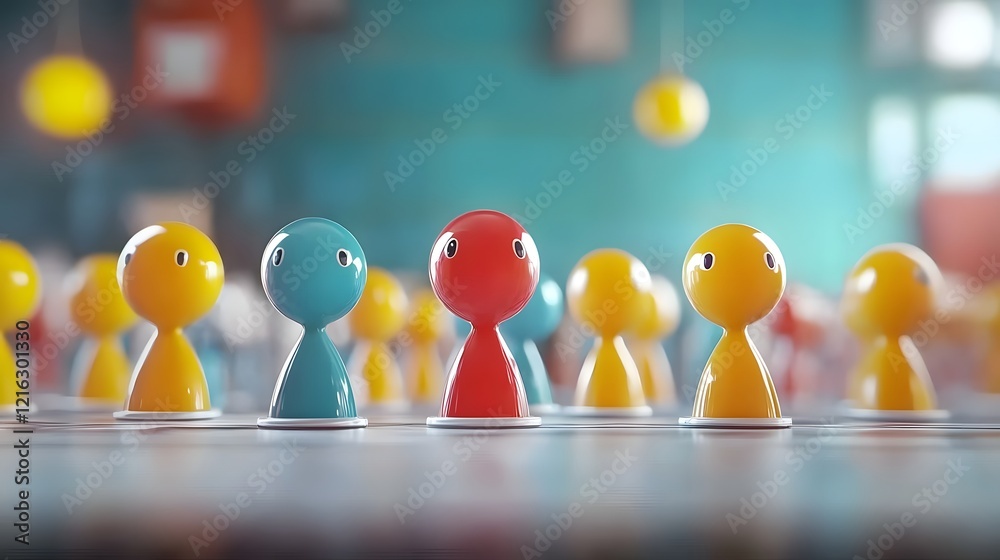 Poster animated 3d cartoon characters of a business team collaborating and analyzing data to plan strategic