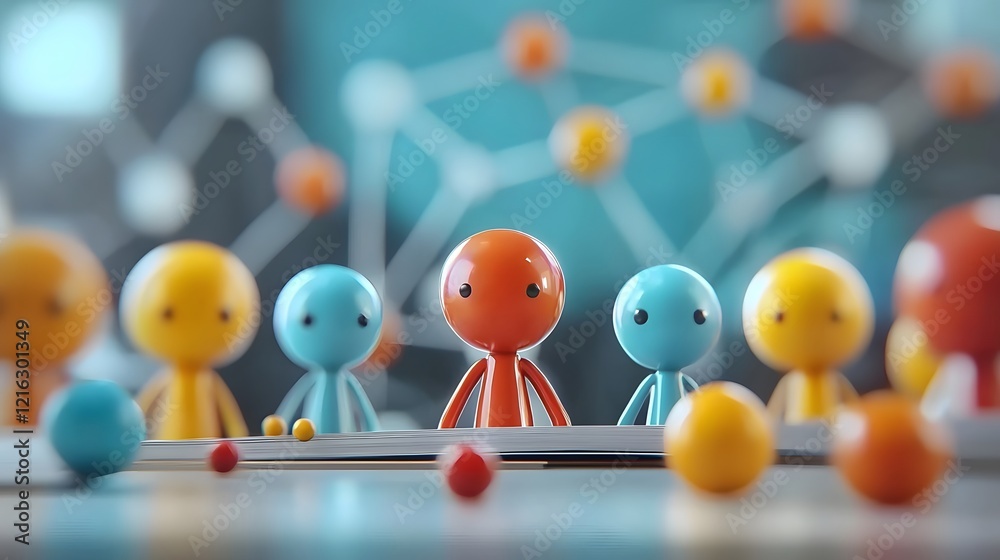 Leinwandbilder animated 3d cartoon characters of a business team collaborating and analyzing data to plan strategic