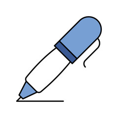 Fountain Pen blue icon with white background vector stock illustration