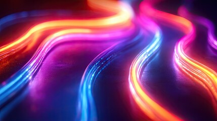 Fototapeta premium Abstract Neon Lightscape: Vibrant Curves of Color