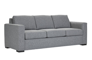 A sofa in a minimalist design with wooden legs + clipping path. The sofa is isolated on a White background.