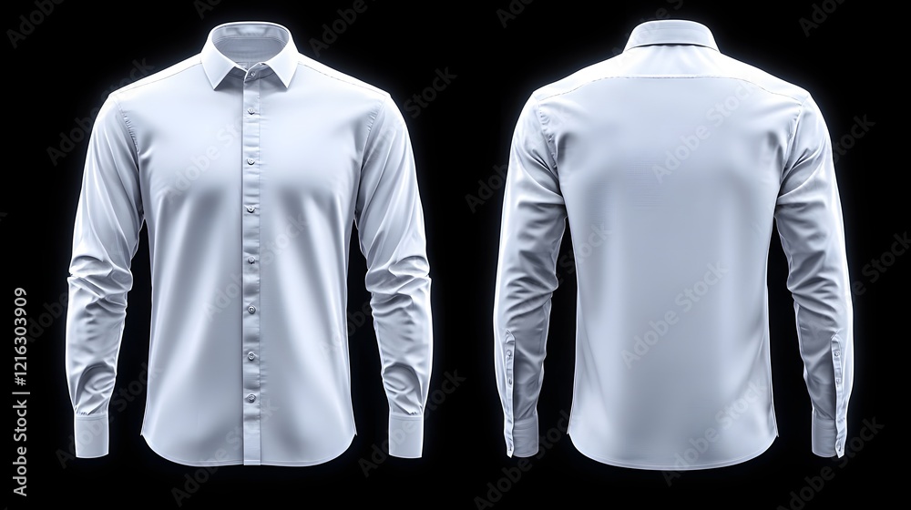 Poster soft blue button up shirt mockup with detailed front and back views providing a clean and profession