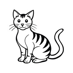 Cute and playful cartoon cat line art vector illustration