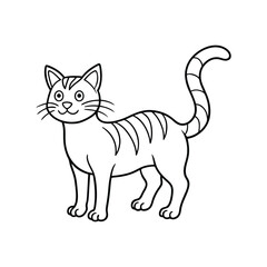 Playful cartoon kitty in line art vector illustration