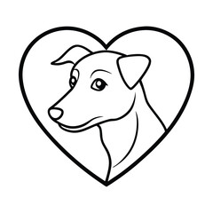 Line Art Dog Head in Love Shape Vector Illustration