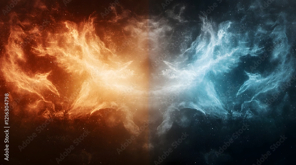 Aufkleber celestial light versus infernal flames powerful cosmic clash of good and evil in an intense abstract