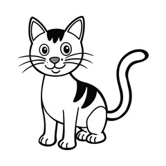 Vector illustration of a playful cartoon cat in line art