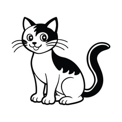 Cartoon cat in playful line art vector illustration