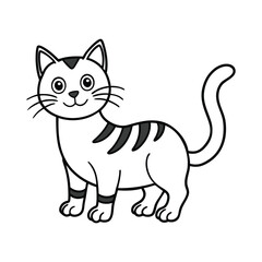 Playful cartoon cat vector illustration in line art