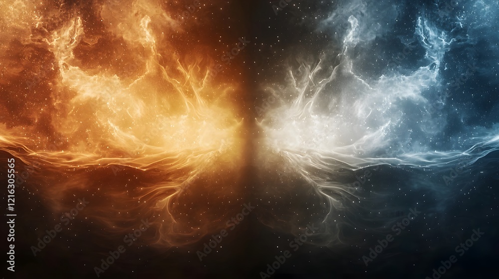 Aufkleber futuristic competition wallpaper illustrating the dramatic battle of good versus evil with symbolic 