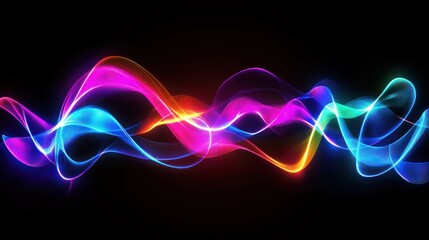 Abstract communication with flowing neon line designs.