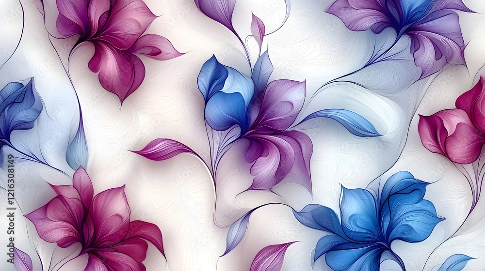 Aufkleber captivating floral fantasy seamless abstract pattern featuring beautiful purple and blue magical flo
