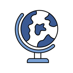 Globe  blue icon with white background vector stock illustration