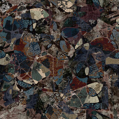 Seamless collage of burlap, cardboard, and denim