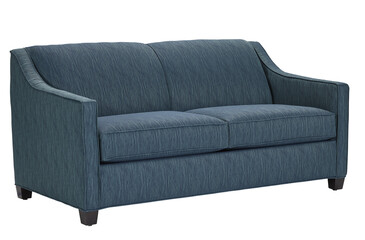 A sofa in a minimalist design with wooden legs + clipping path. The sofa is isolated on a White background.