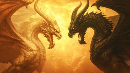 Majestic Dragons A Clash of Light and Shadow Where Ancient Powers Collide