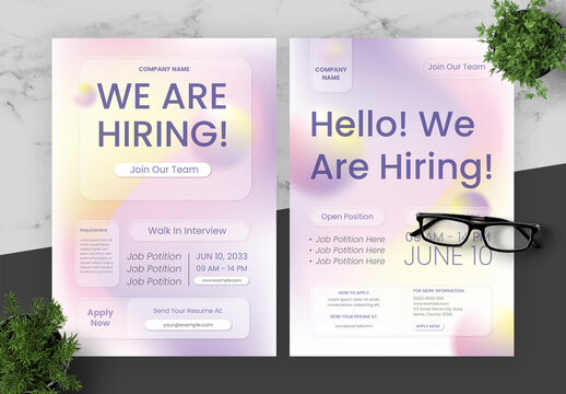 Purple And Yellow We Are Hiring Flyer