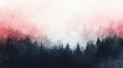 Enigmatic Misty Forest: A Watercolor Dream