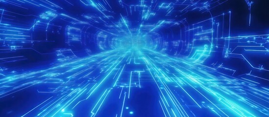 Obraz premium Abstract Digital Tunnel: A Journey Through Cyberspace