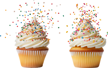 cupcake with frosting and sprinkles