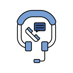 Support  blue icon with white background vector stock illustration