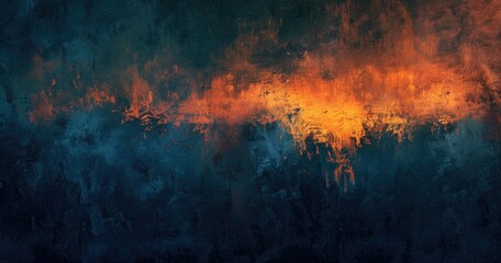 Fototapeta premium An abstract painting featuring vibrant orange and deep blue hues, evoking emotion and depth.