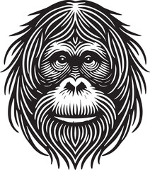 Sumatran Orangutan Monkey Face Vector Design