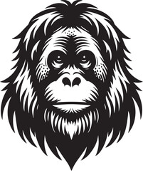Sumatran Orangutan Monkey Face Vector Design