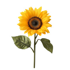 Obraz premium Artificial Sunflower with Vibrant Yellow Petals and Detailed Center, Isolated on White, Representing Everlasting Sunshine and Decorative Charm Transparent Background