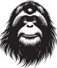 Sumatran Orangutan Monkey Face Vector Design