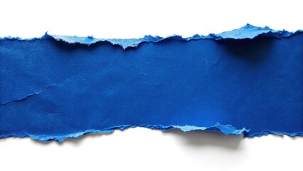 Dark Blue Ripped Paper Texture on White Background - Copy Space