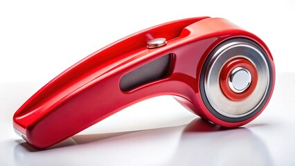 Minimalist Product Shot: Red Rotary Fabric Cutter on White