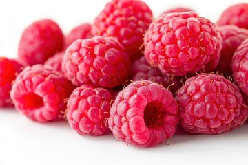 Fresh raspberries isolated on a white background.